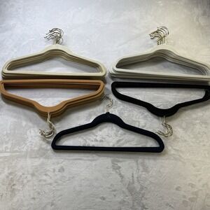 Lot 57 Joy Mangano Velvet Clothes Hangers Mixed Colors Gold Hooks